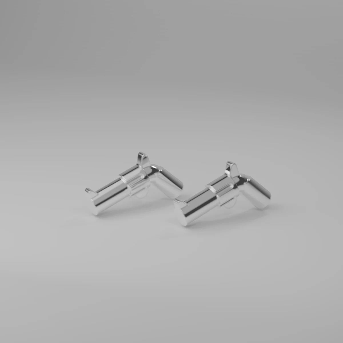 Chrome Silver Pistol Revolvers Pair