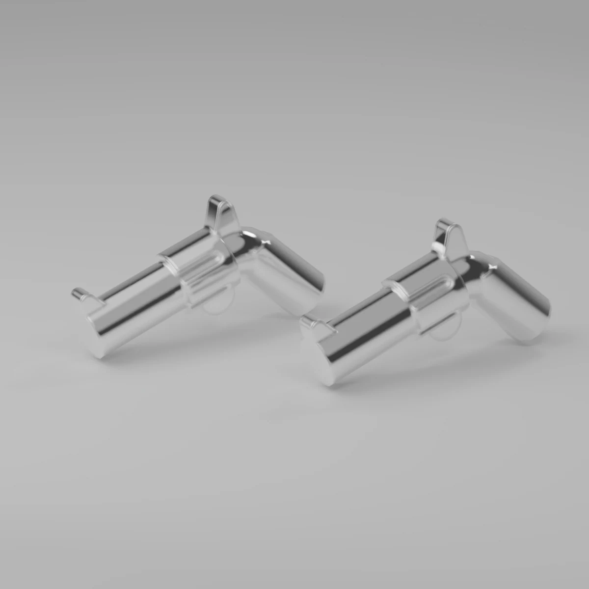 Chrome Silver Pistol Revolvers Pair